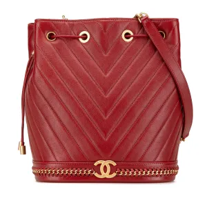 Paris Cosmopolite Medium Chevron Lambskin Bucket Bag