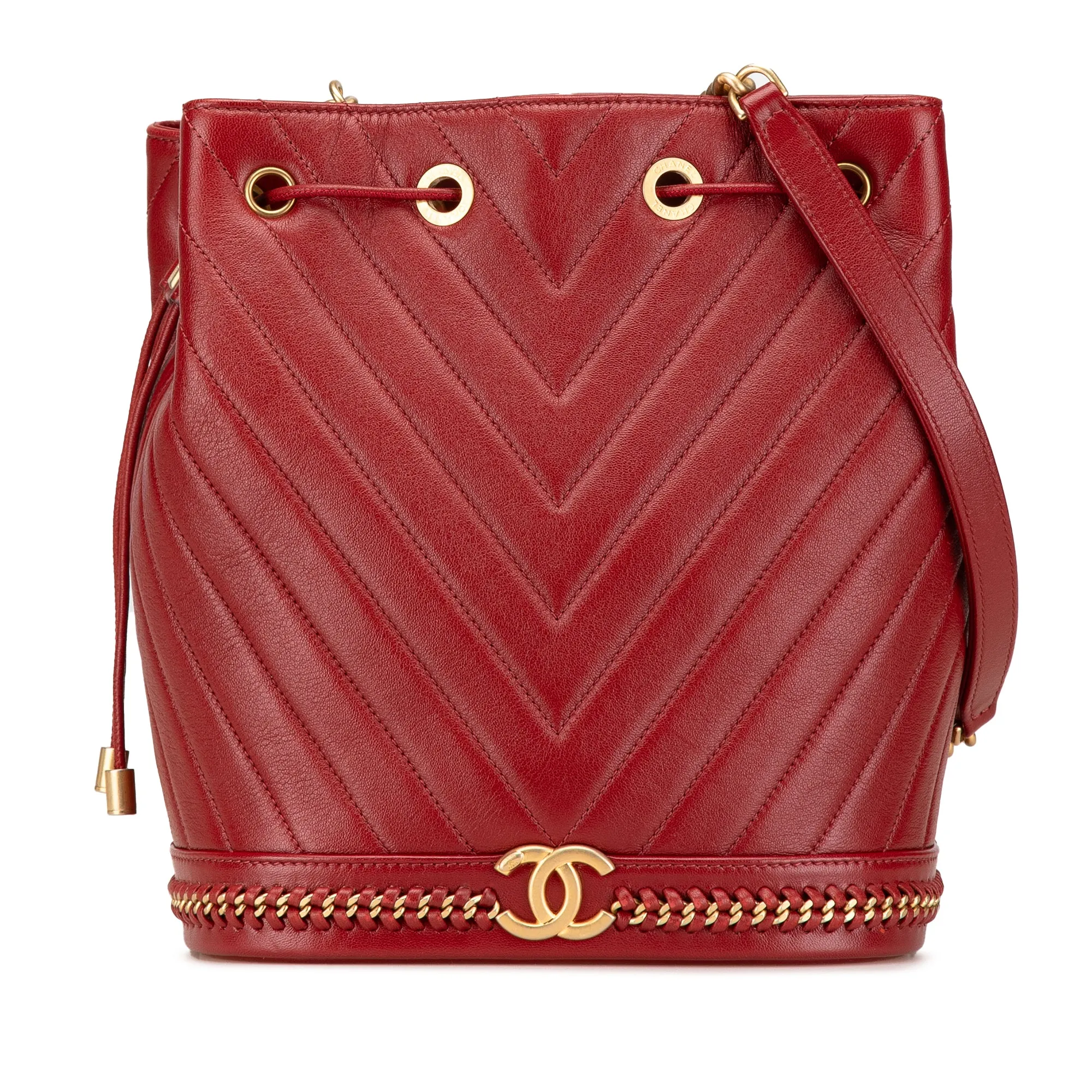 Paris Cosmopolite Medium Chevron Lambskin Bucket Bag