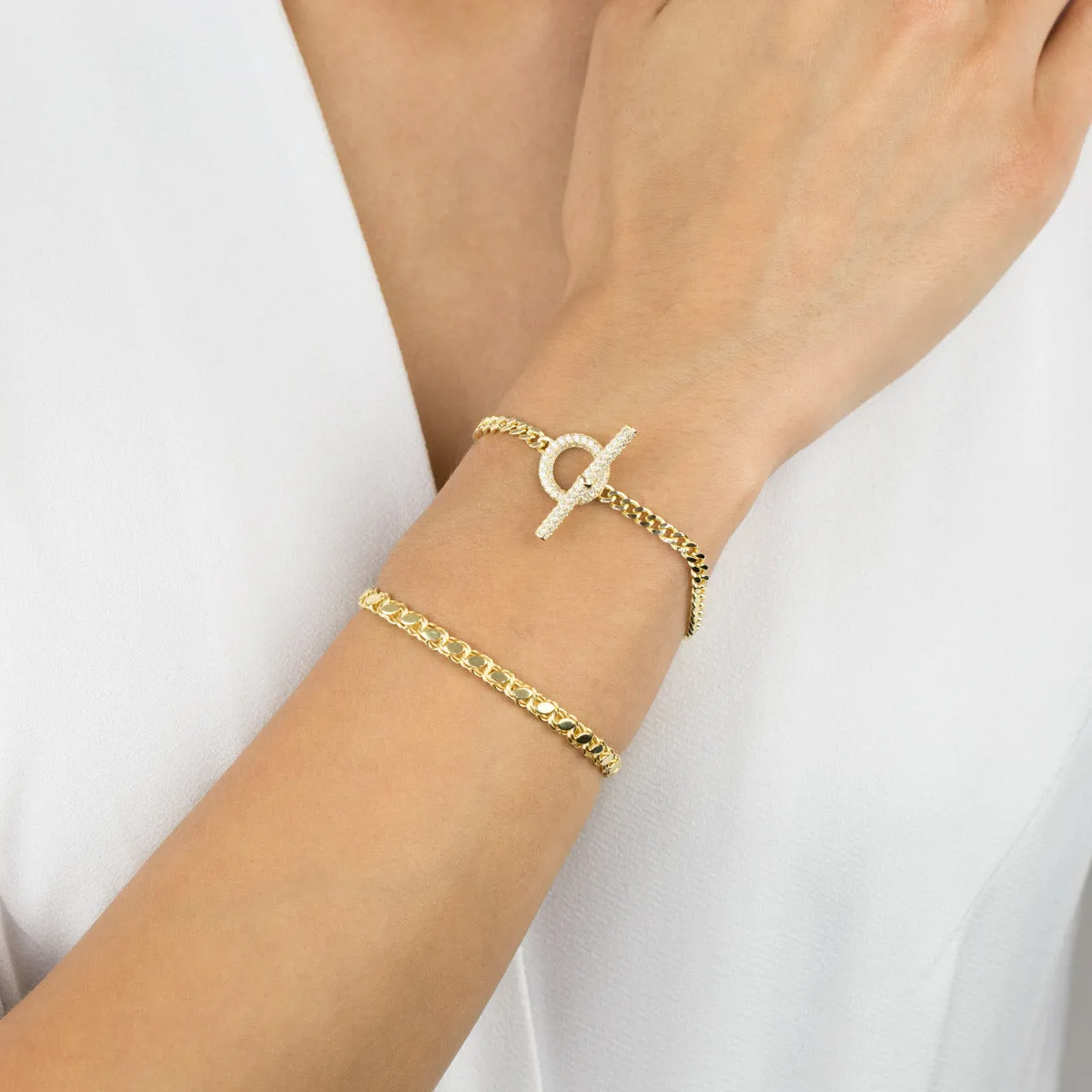Pavé Cuban Toggle Bracelet