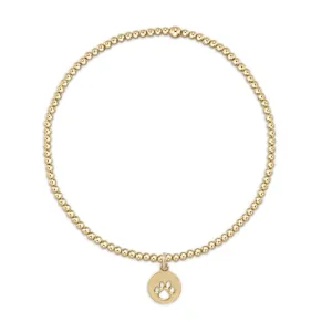 Paw Print Small Gold 2mm Bead Bracelet