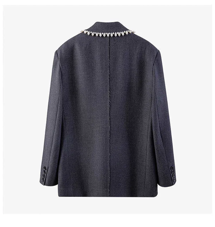 Pearl Grey Medium Length Slim Blazer Coat