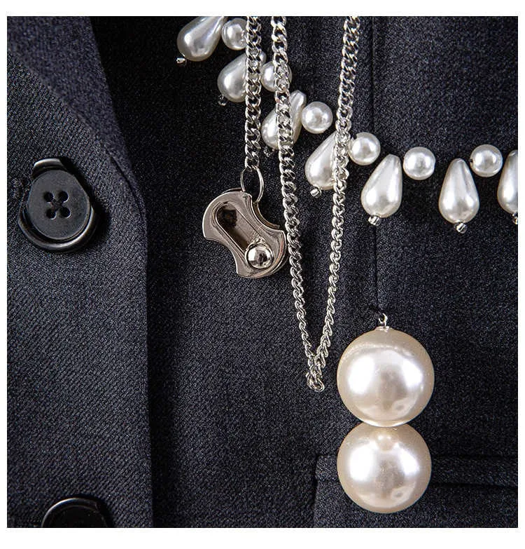 Pearl Grey Medium Length Slim Blazer Coat