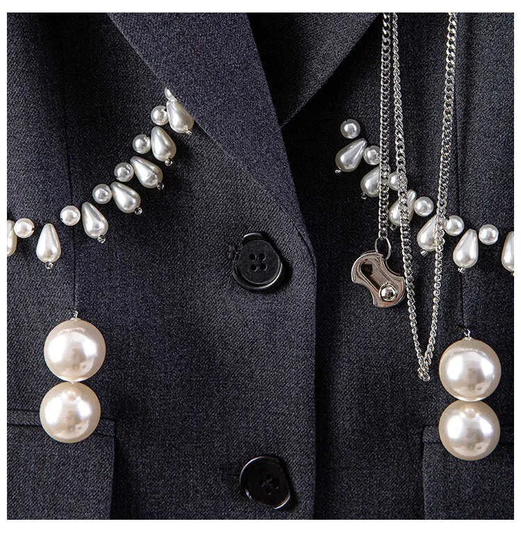Pearl Grey Medium Length Slim Blazer Coat