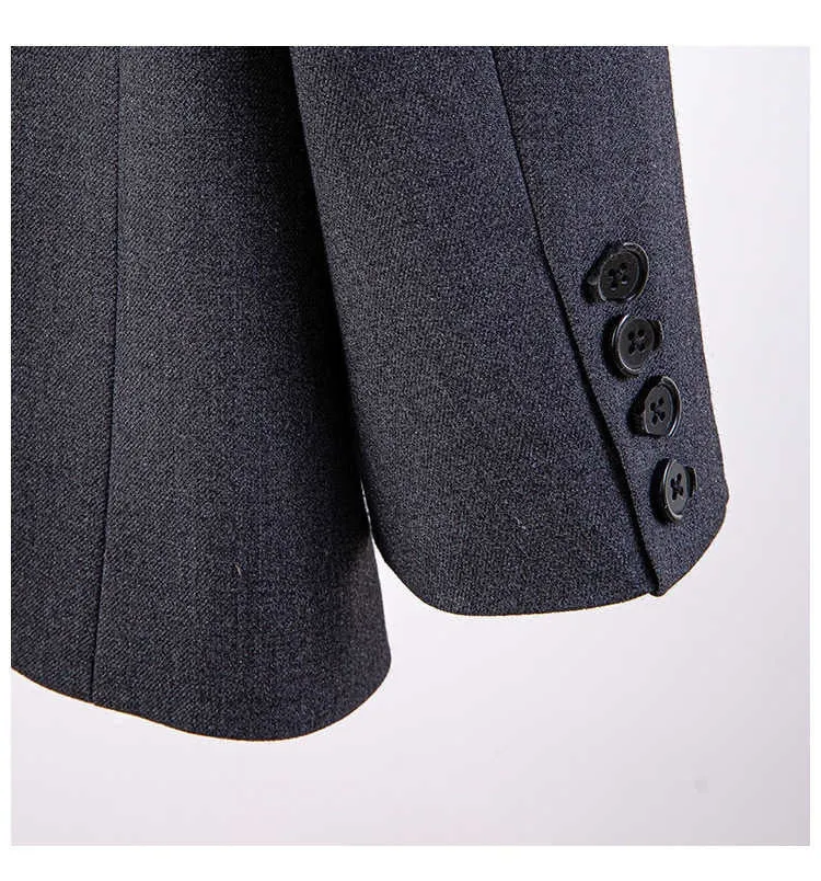 Pearl Grey Medium Length Slim Blazer Coat