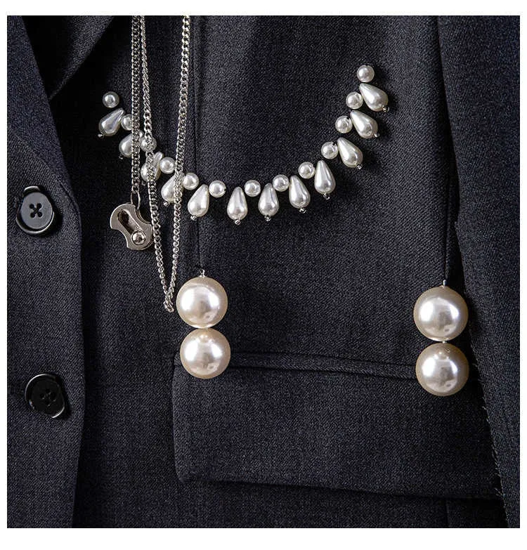 Pearl Grey Medium Length Slim Blazer Coat