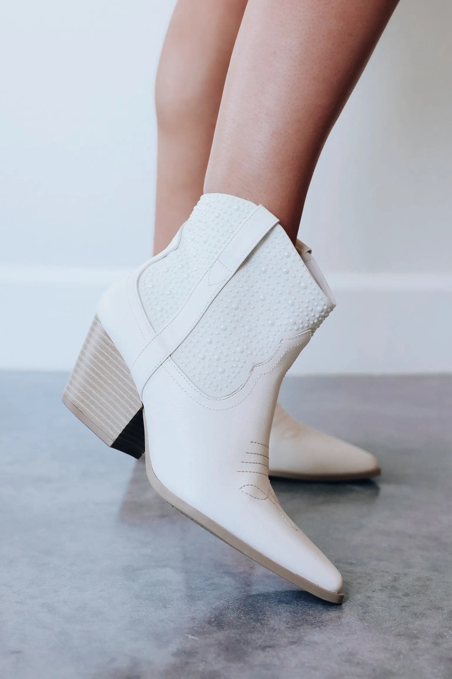 Pearl Western Booties - Stone