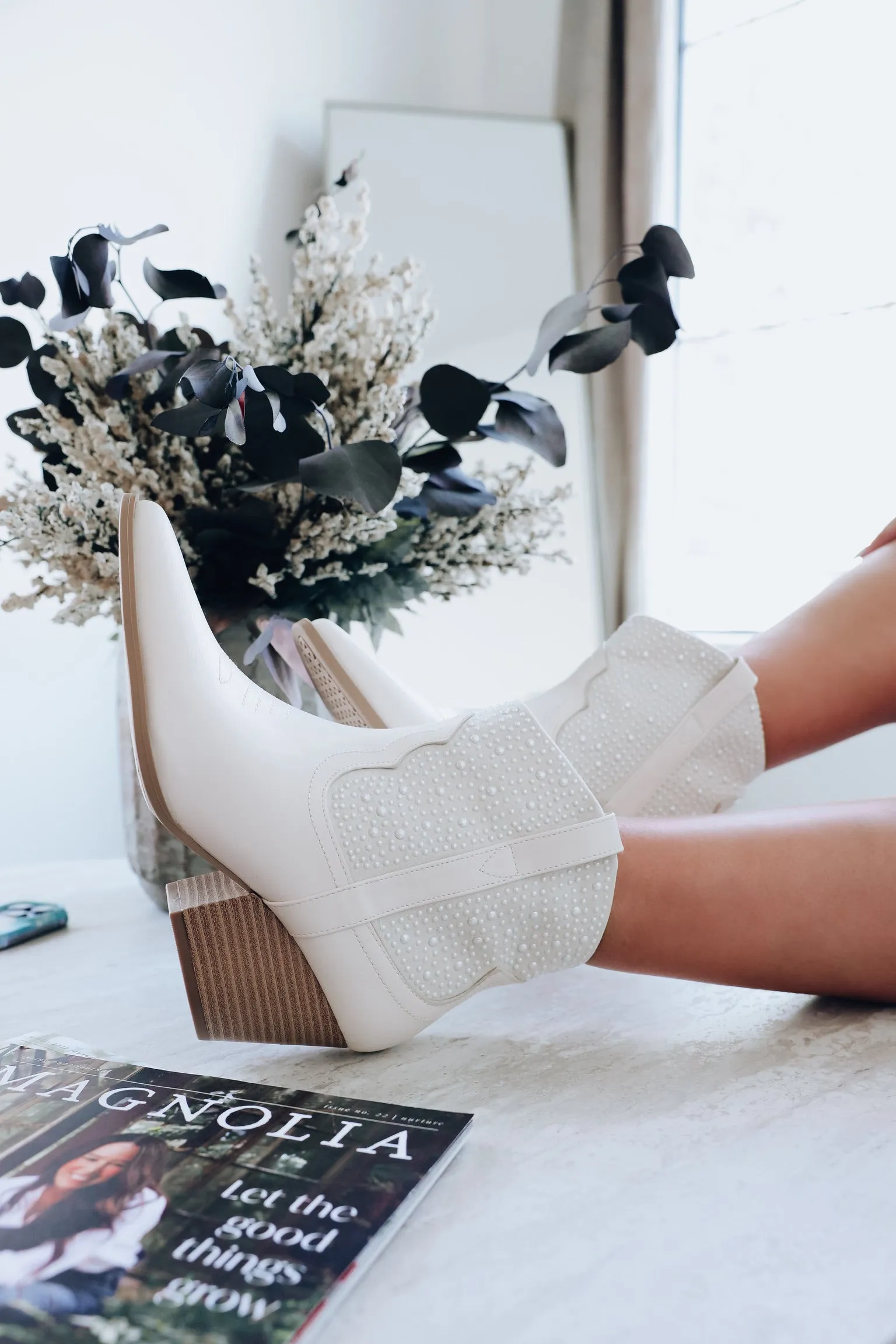 Pearl Western Booties - Stone