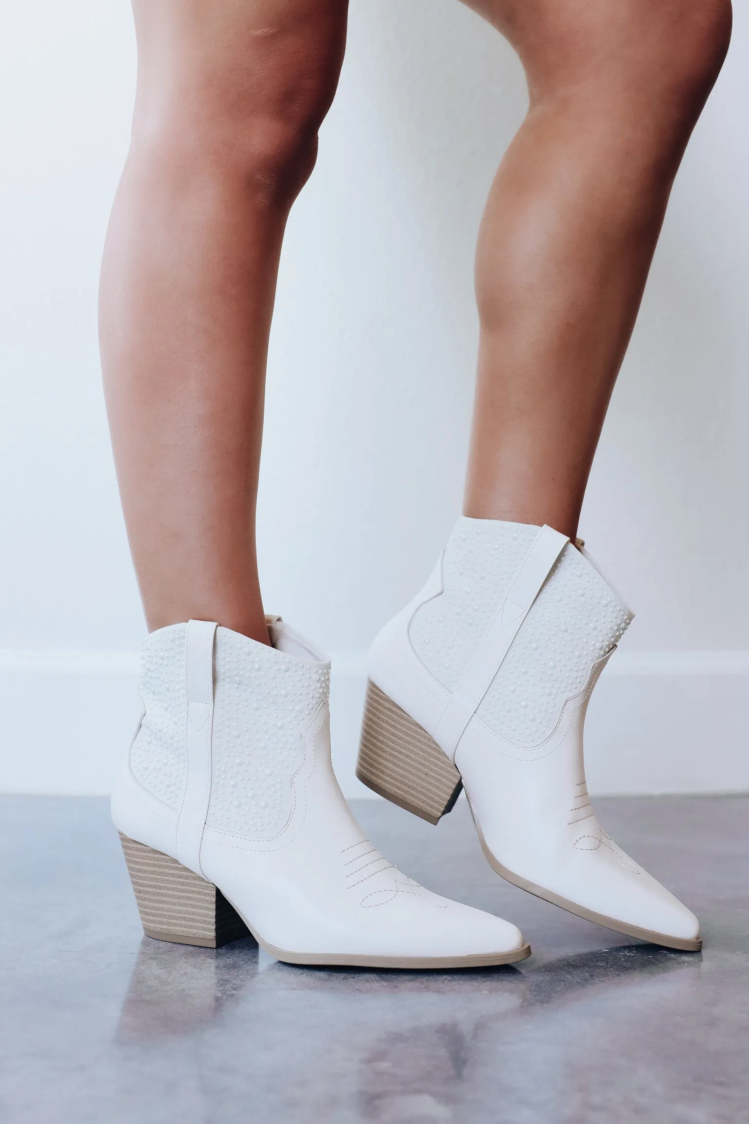 Pearl Western Booties - Stone