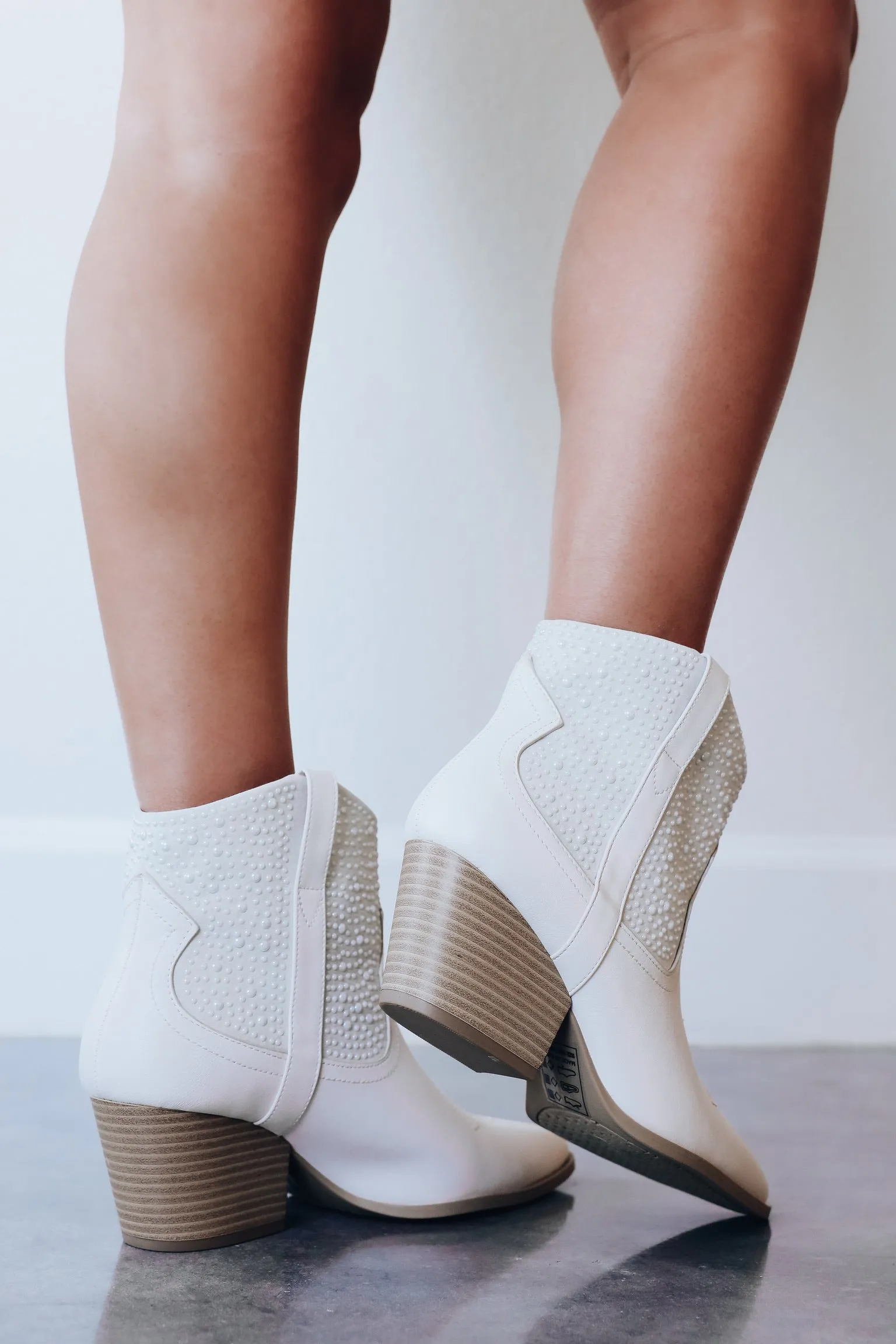 Pearl Western Booties - Stone