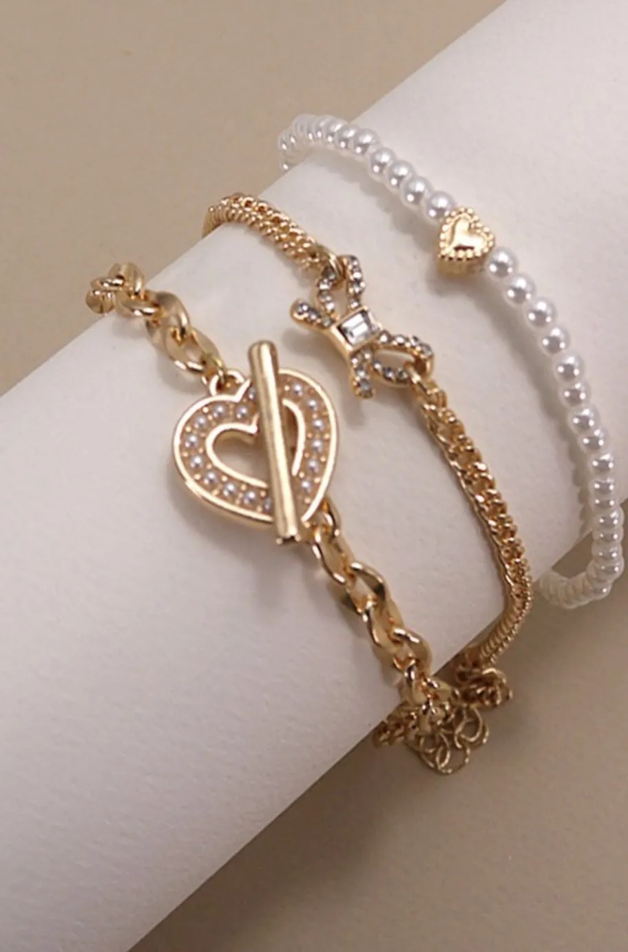 Pearly Heart Gold Bracelets