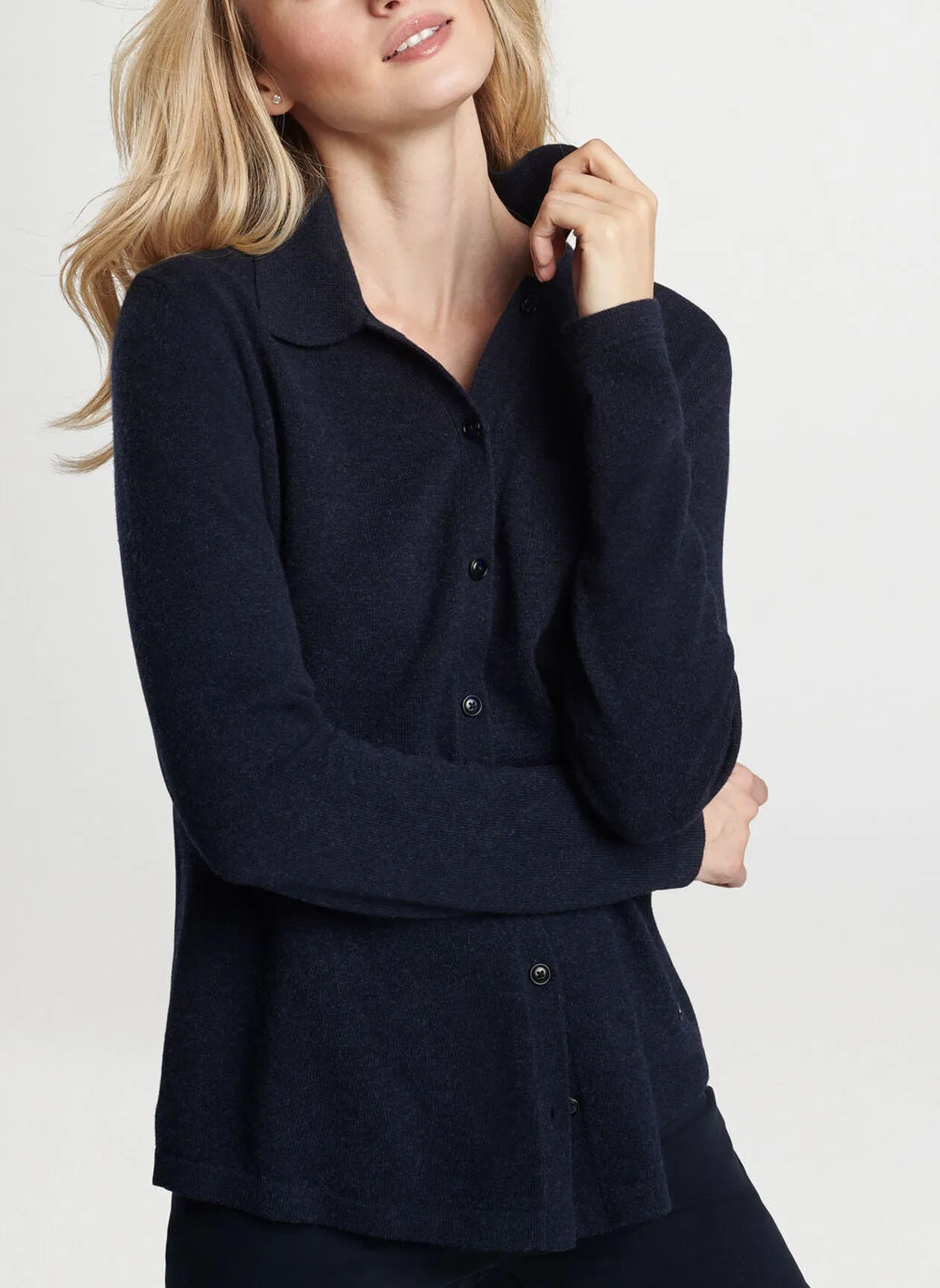 Peter Millar Womens Katharine Collared Cardigan - NAVY