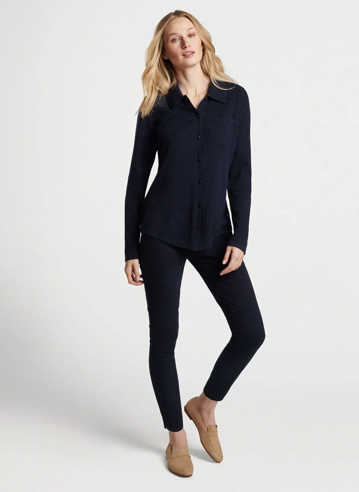 Peter Millar Womens Katharine Collared Cardigan - NAVY