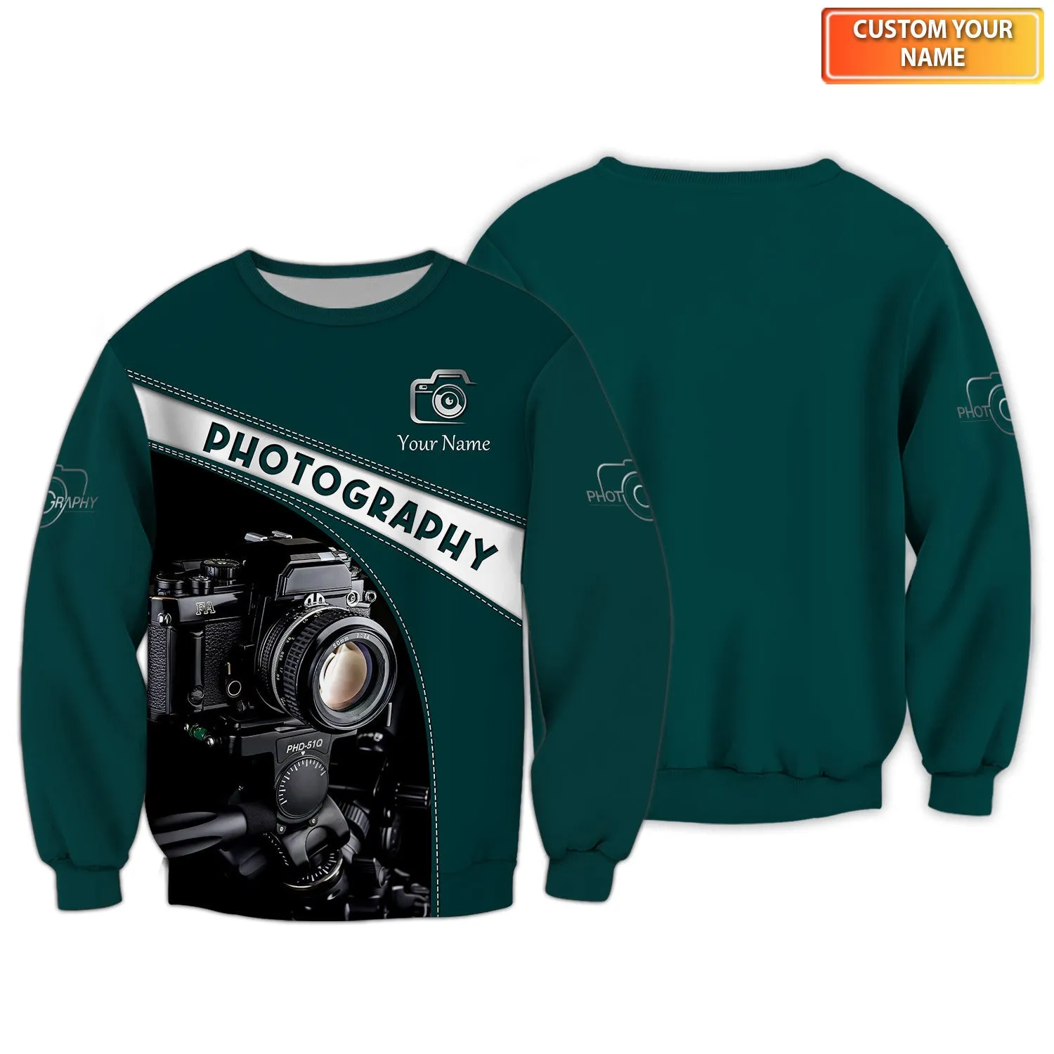 Photography 3D Shirts Camera Pattern Design Photographer, Videographer Shirts