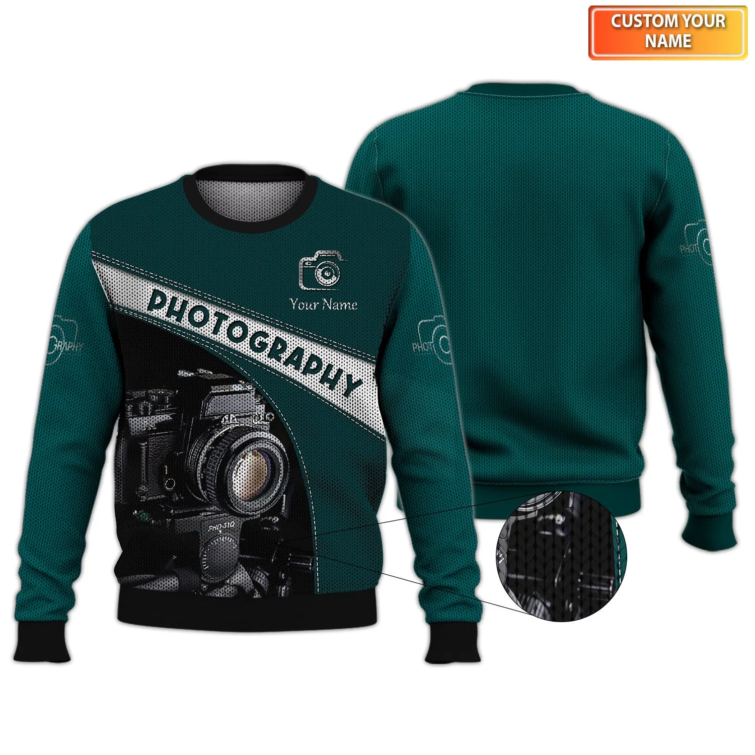 Photography 3D Shirts Camera Pattern Design Photographer, Videographer Shirts