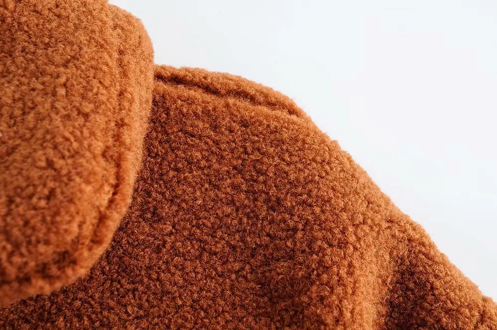 Pile Collar Single-breasted Lambswool Fur Outerwear