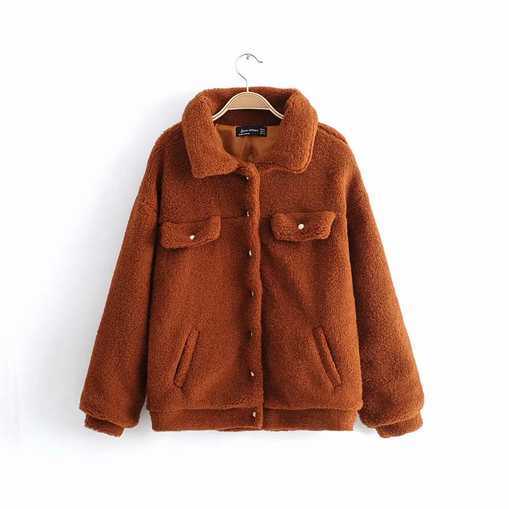 Pile Collar Single-breasted Lambswool Fur Outerwear