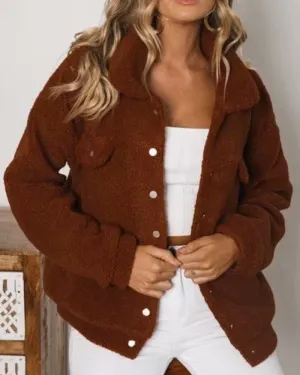 Pile Collar Single-breasted Lambswool Fur Outerwear