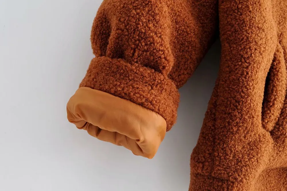 Pile Collar Single-breasted Lambswool Fur Outerwear