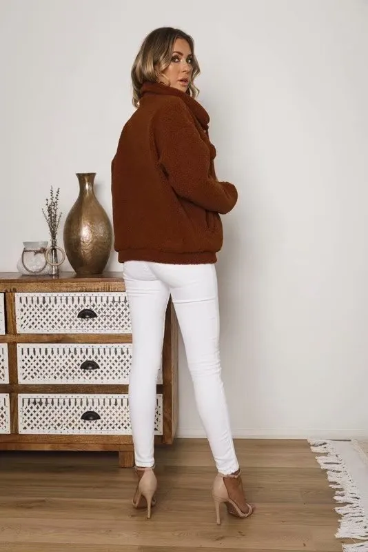 Pile Collar Single-breasted Lambswool Fur Outerwear