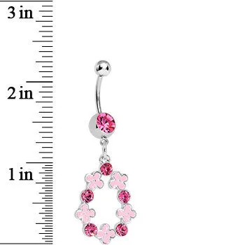 Pink Gem Hugs and Kisses Dangle Belly Ring
