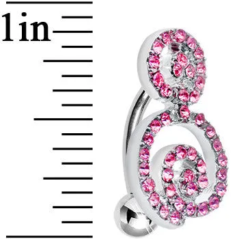 Pink Gem Sweet Swirls Top Mount Belly Ring