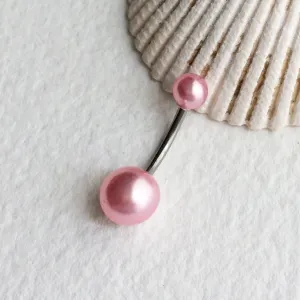 Pink Pearl Belly Ring Barbell