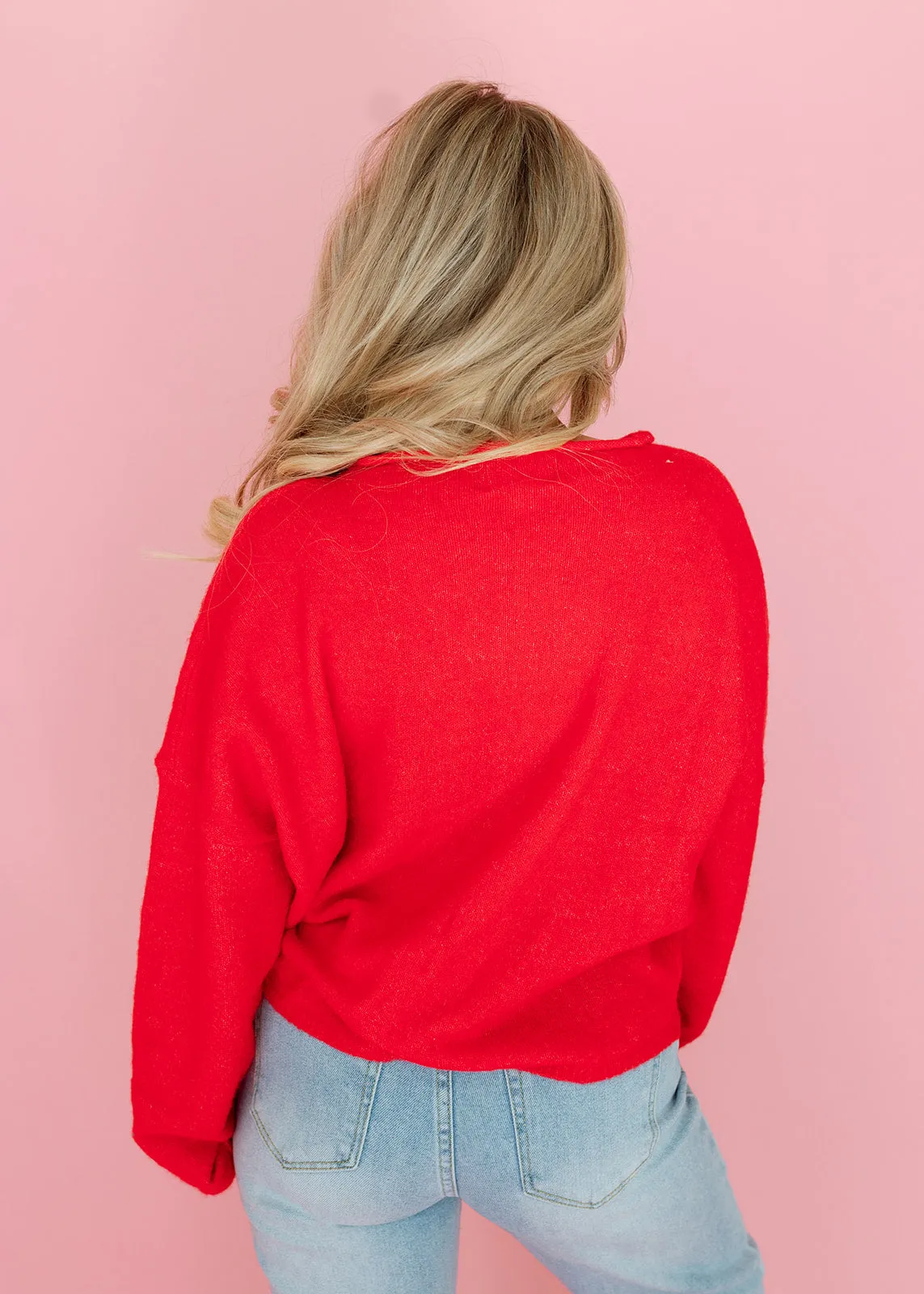 Piper Button Cardigan - Red