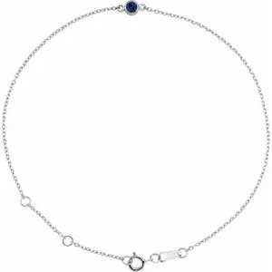 Platinum Natural Blue Sapphire Bezel-Set Solitaire 6 1/2-7 1/2" Bracelet