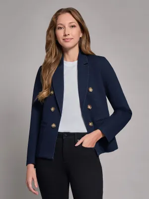 Plus Denim Faux Double-Breasted Jacket