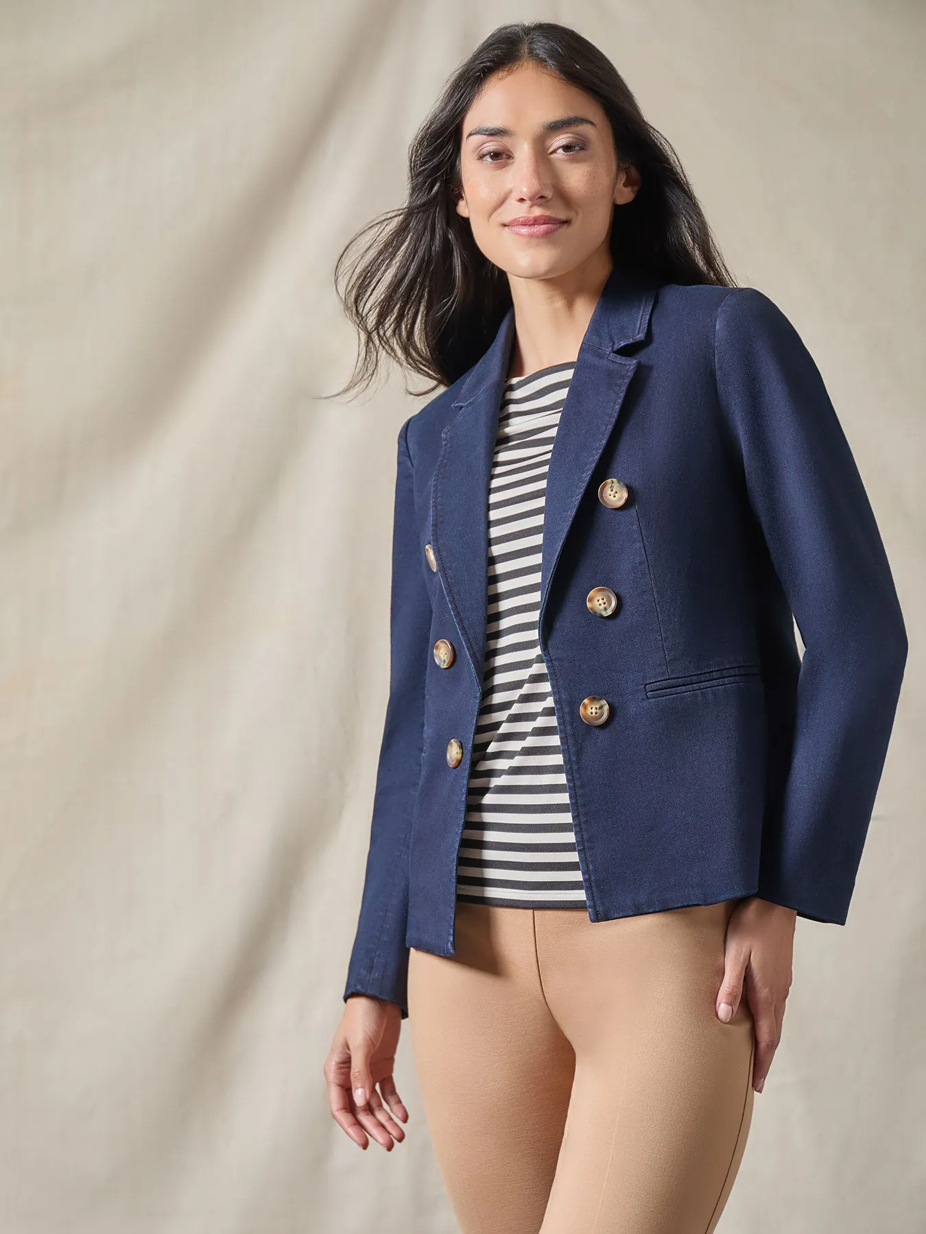 Plus Denim Faux Double-Breasted Jacket