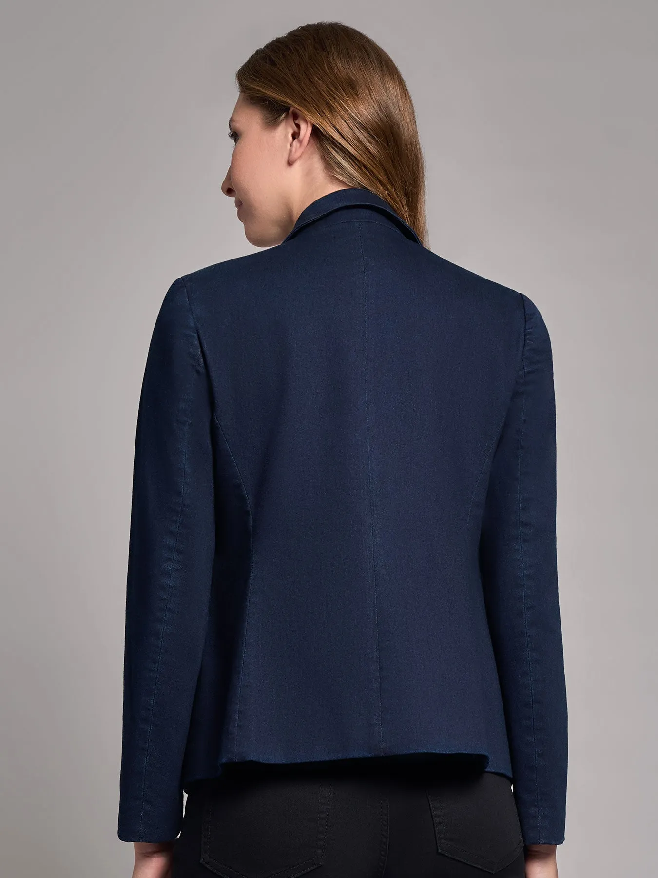 Plus Denim Faux Double-Breasted Jacket