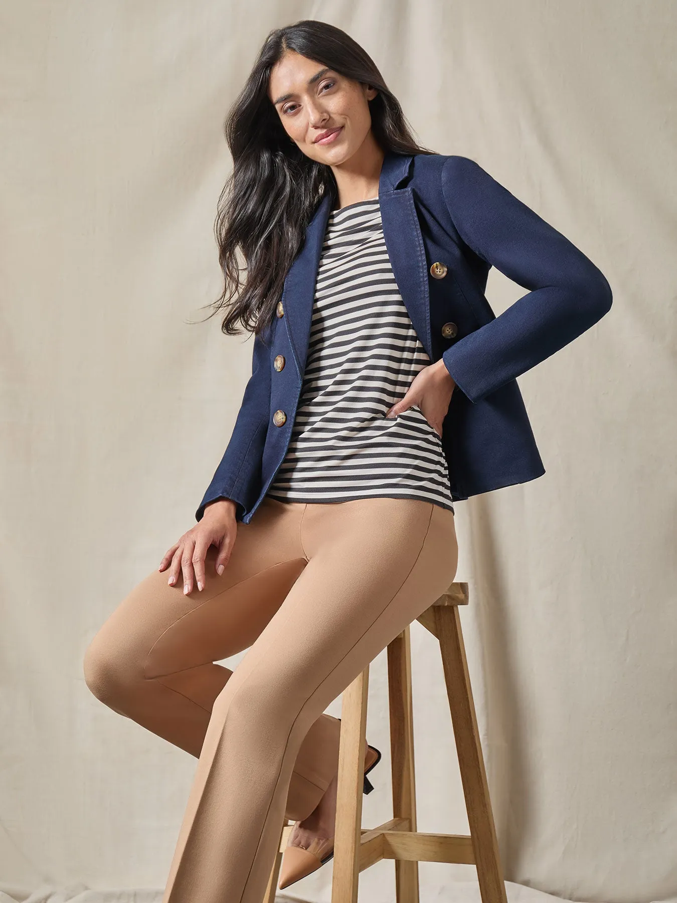 Plus Denim Faux Double-Breasted Jacket