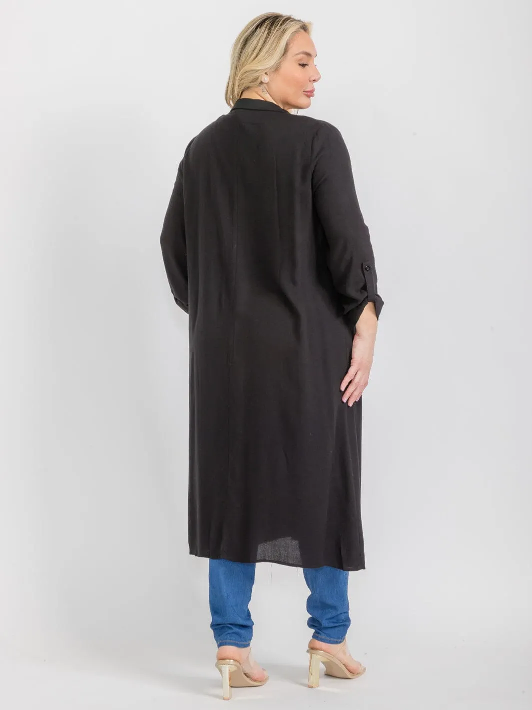 PLUS SIZE LONG SLEEVE OPEN FRONT CARDIGAN