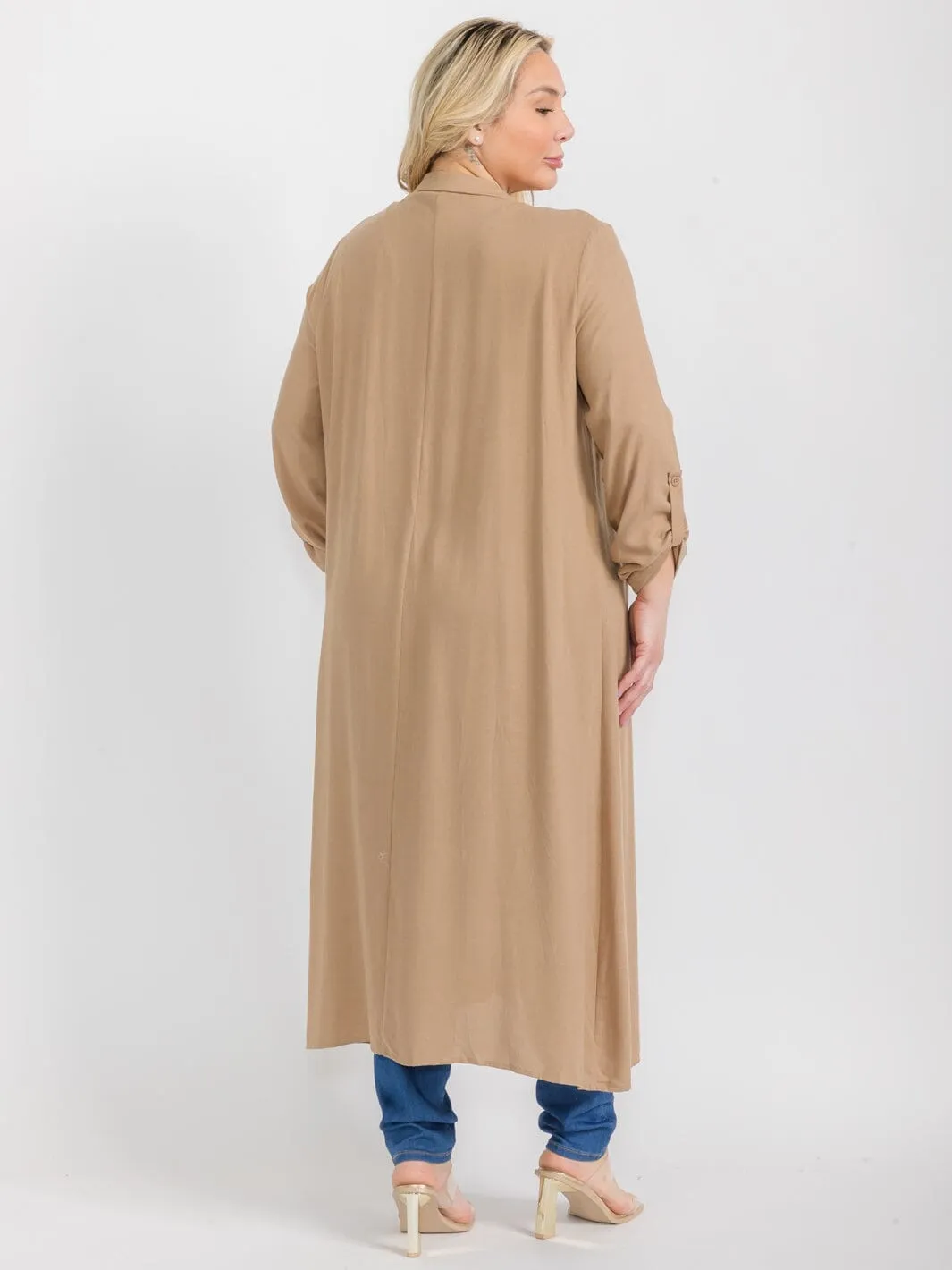 PLUS SIZE LONG SLEEVE OPEN FRONT CARDIGAN