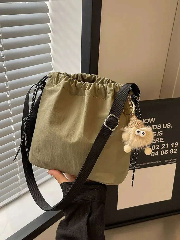Pom Keychain Drawstring Bucket Bag