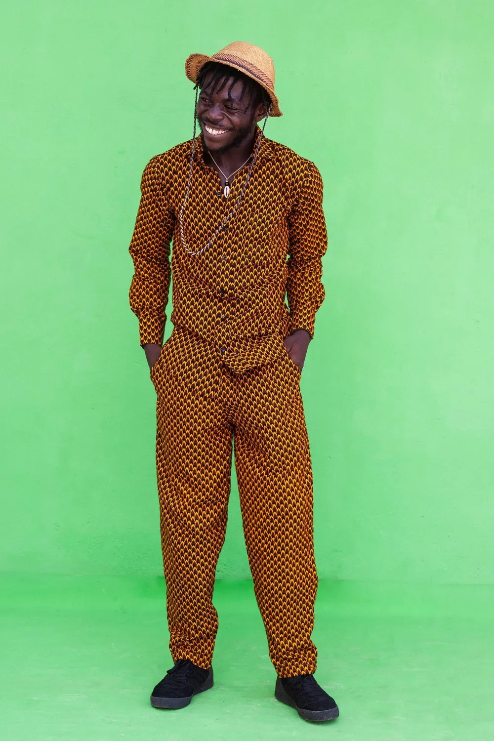 Poppin Panda African Print Long Sleeve Shirt