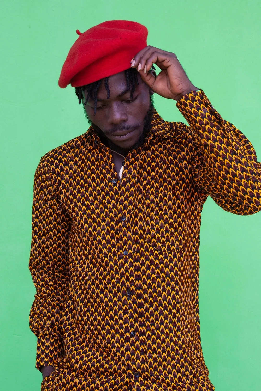 Poppin Panda African Print Long Sleeve Shirt