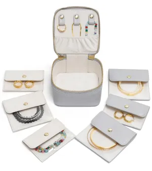 Popvibe Travel Jewelry Case Set, Blue Gray