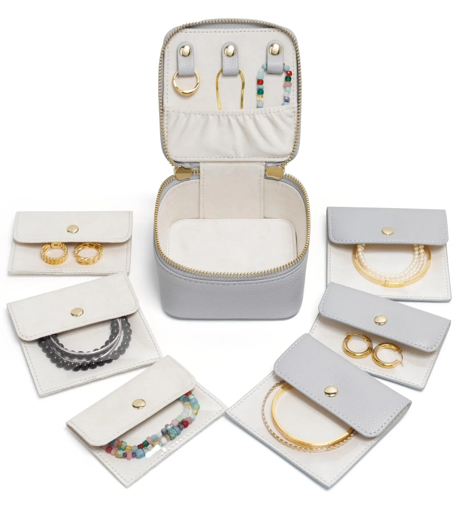 Popvibe Travel Jewelry Case Set, Blue Gray