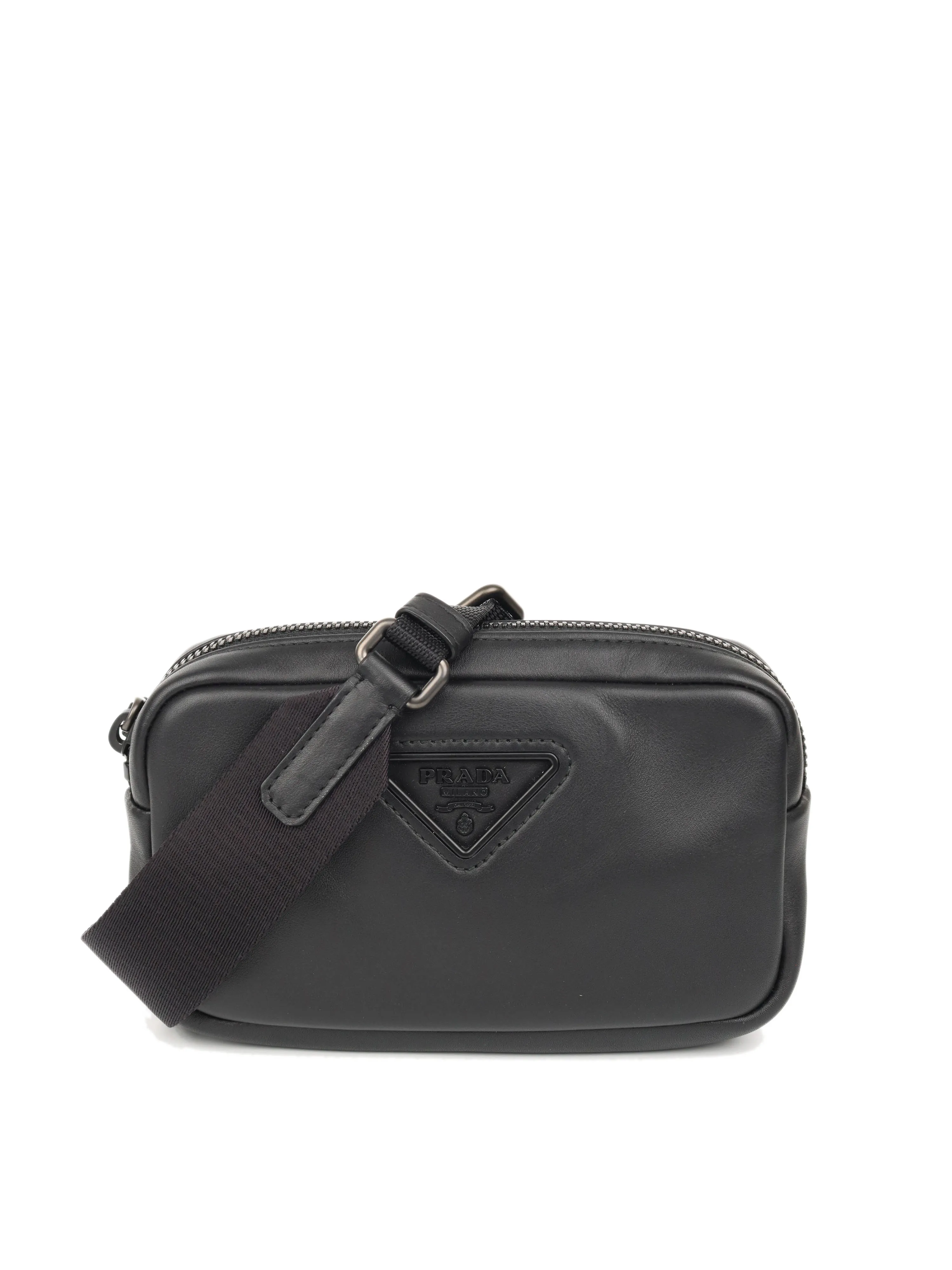 Prada Black Leather Compact Camera Bag