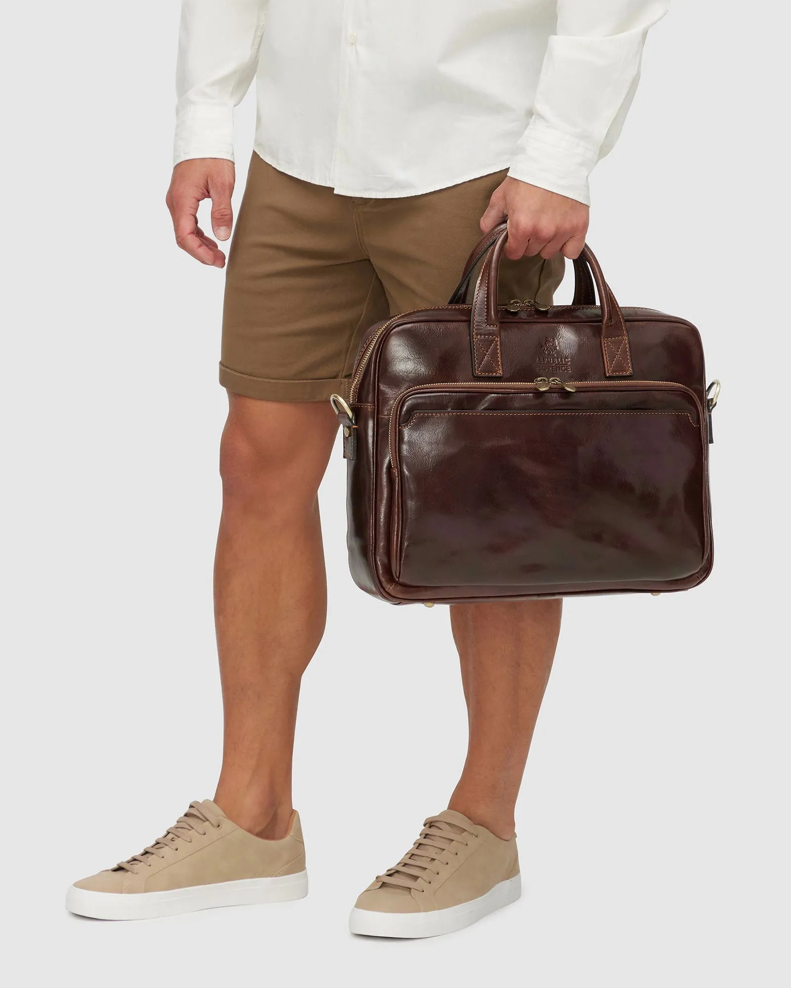 Pretoria Brown - Leather Laptop Briefcase