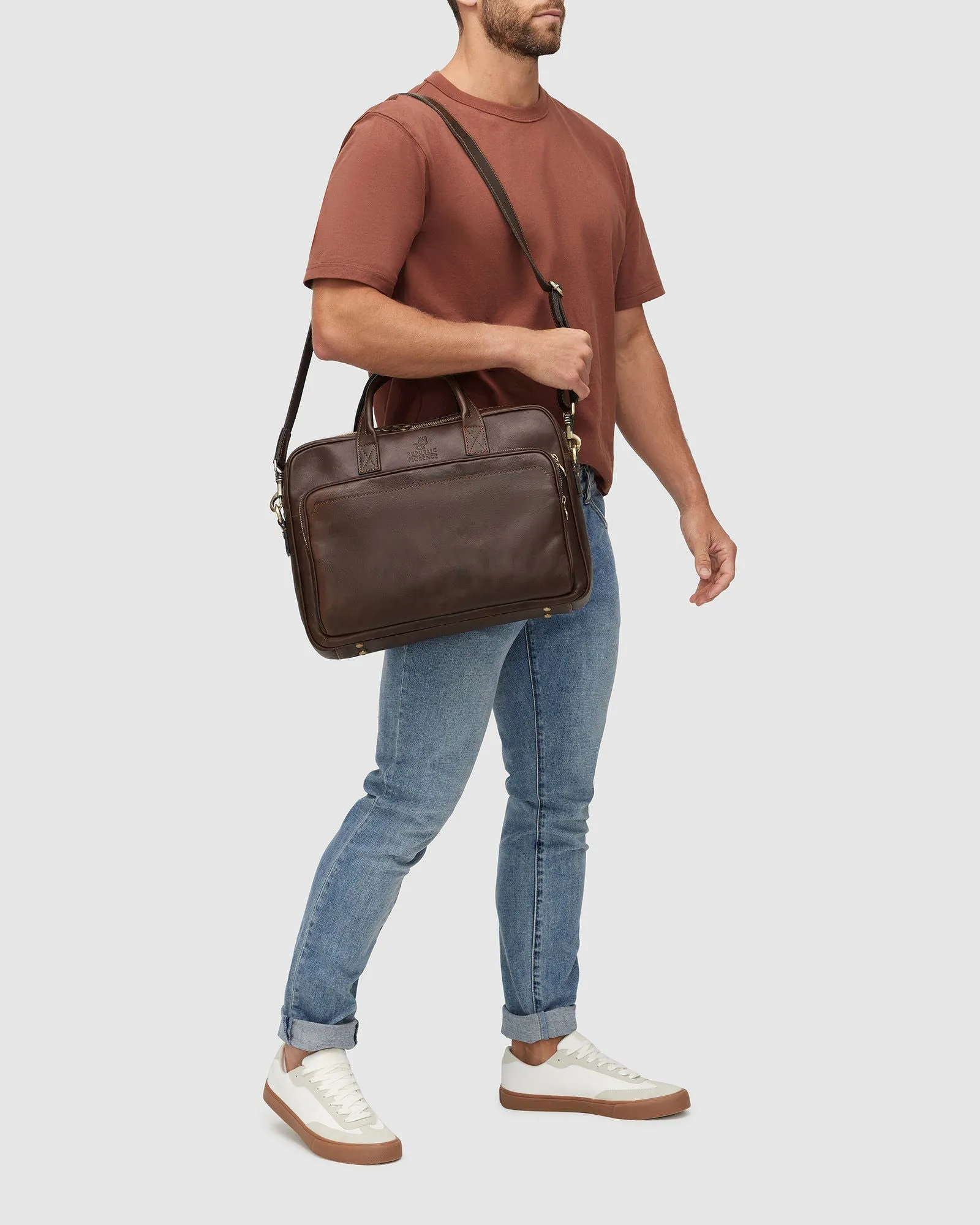 Pretoria Matt Chocolate - Leather Laptop Briefcase