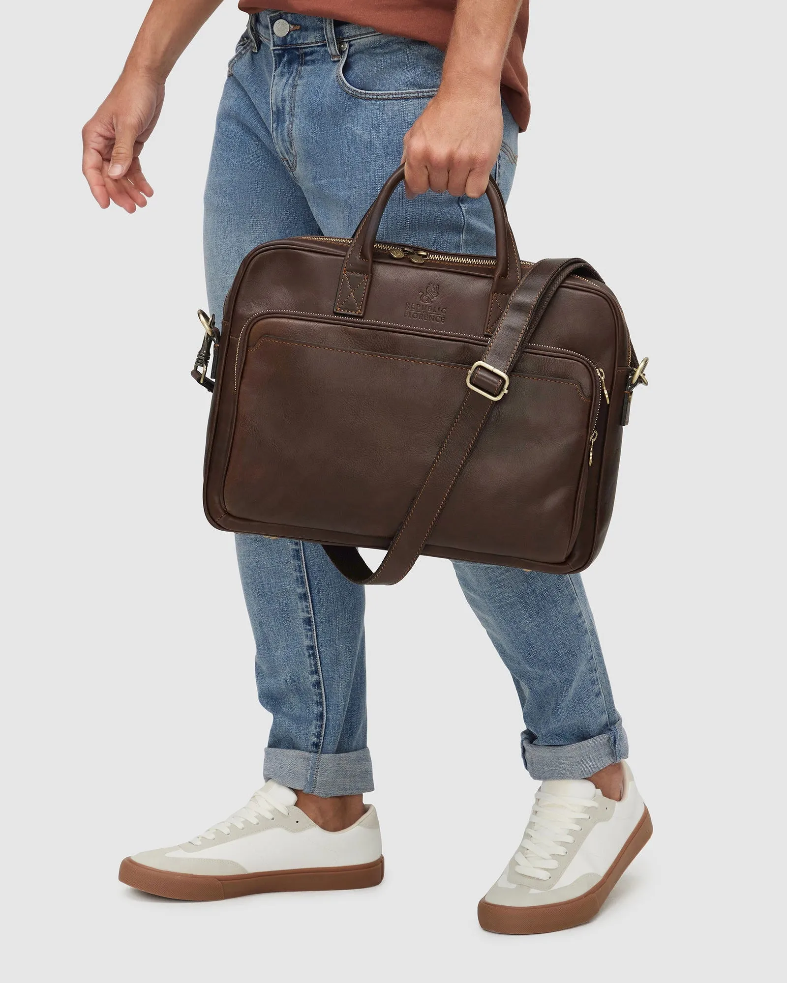 Pretoria Matt Chocolate - Leather Laptop Briefcase