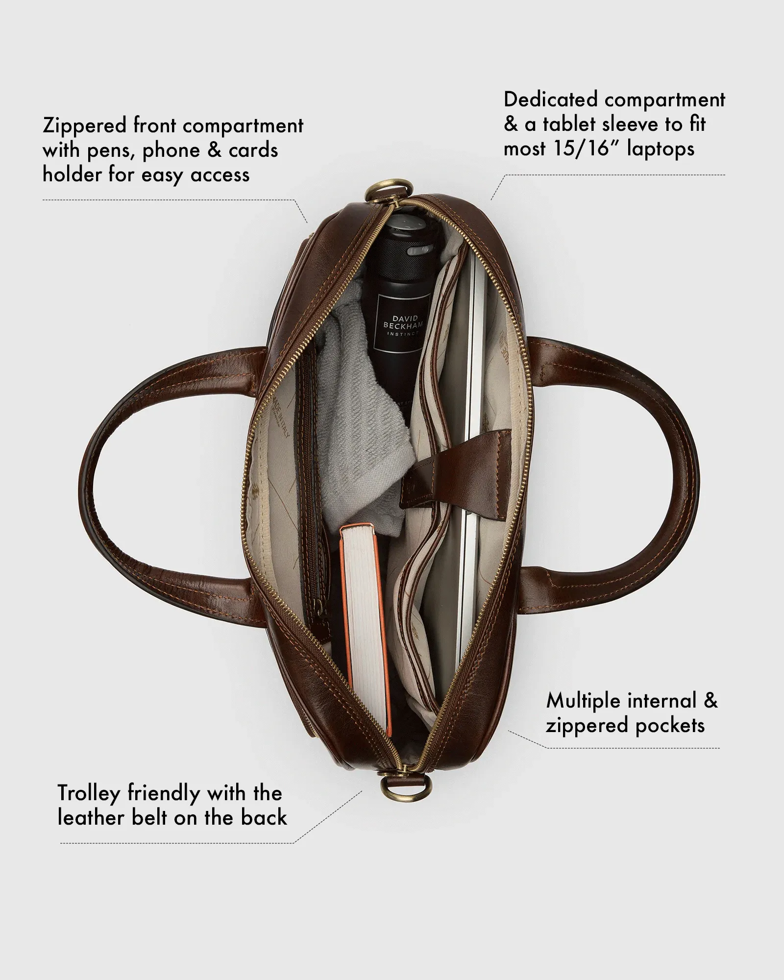 Pretoria Matt Chocolate - Leather Laptop Briefcase