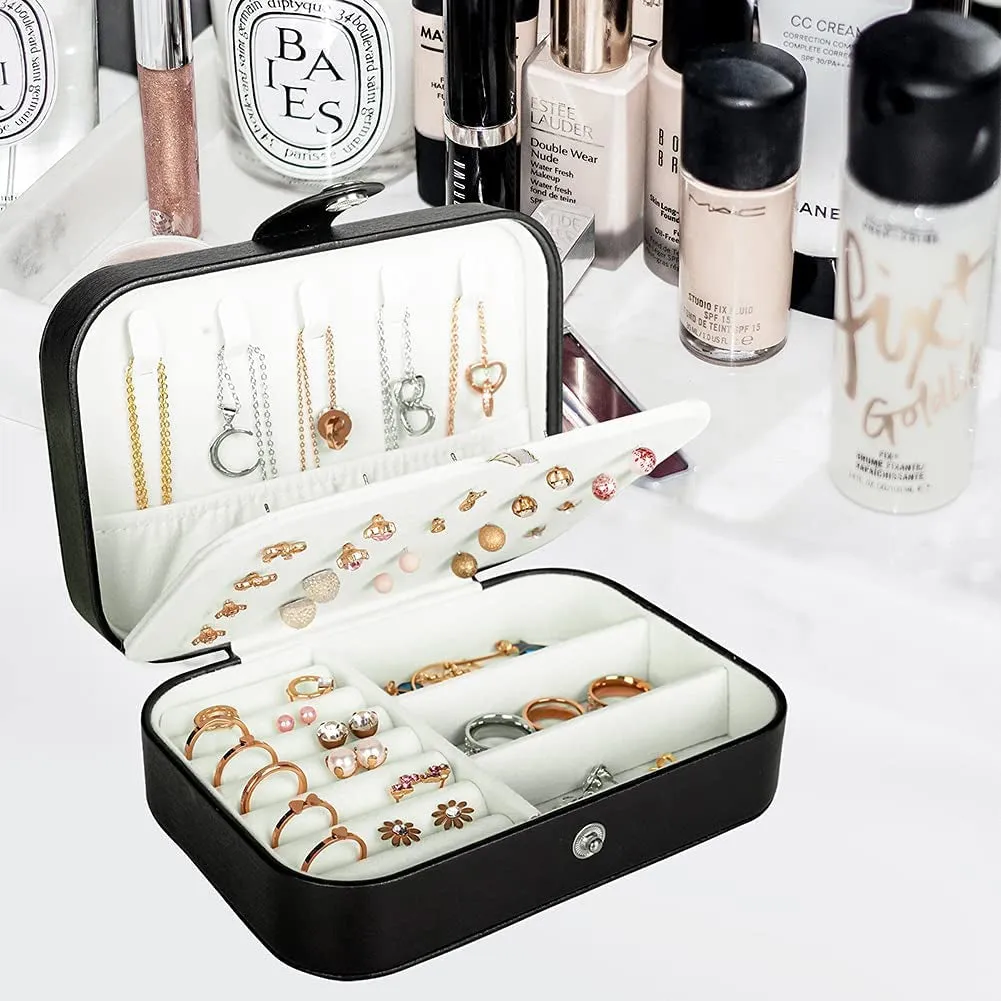 PU Leather Travel Jewelry Box, Portable Mini Jewelry Case