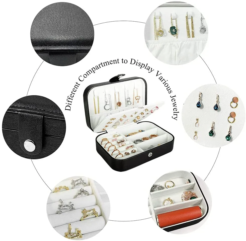 PU Leather Travel Jewelry Box, Portable Mini Jewelry Case