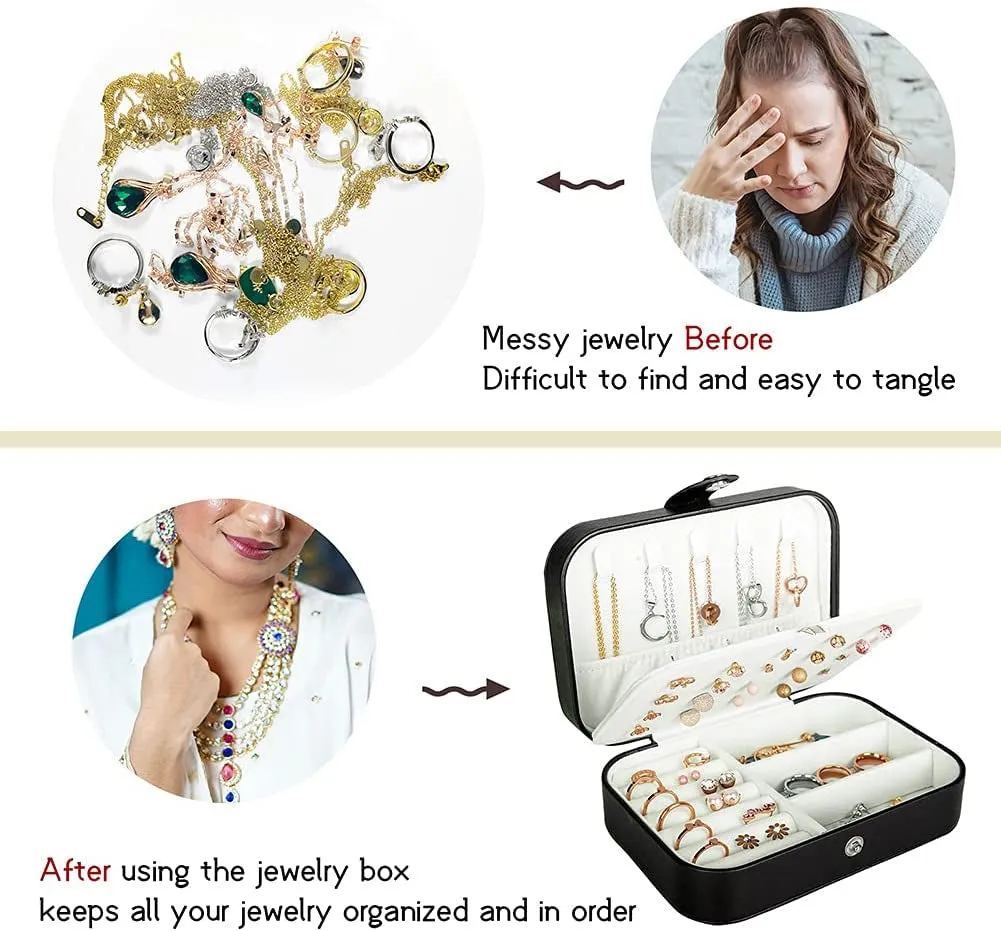 PU Leather Travel Jewelry Box, Portable Mini Jewelry Case
