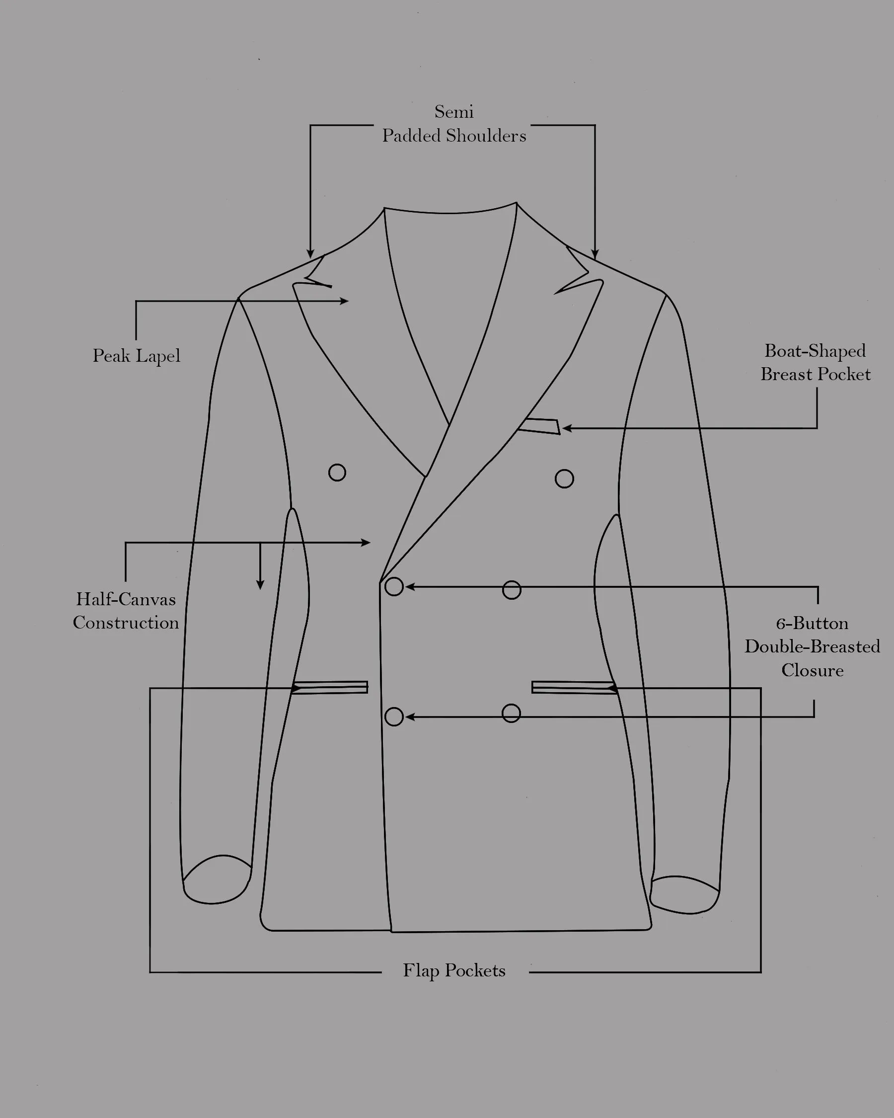 Pumice Grey Double-Breasted Wool Rich Blazer