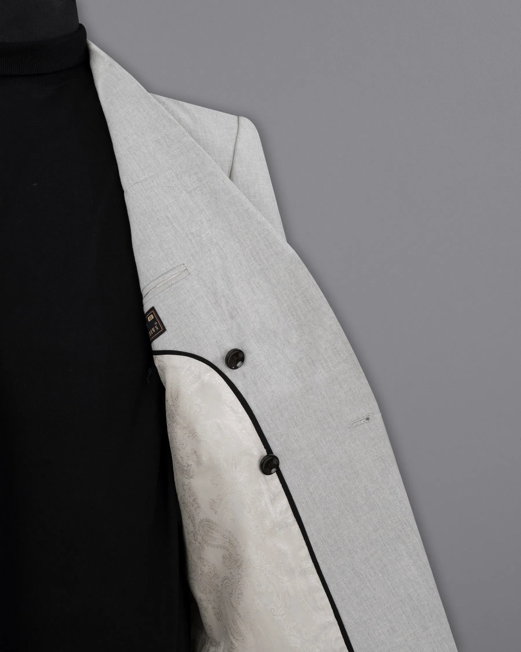 Pumice Grey Double-Breasted Wool Rich Blazer