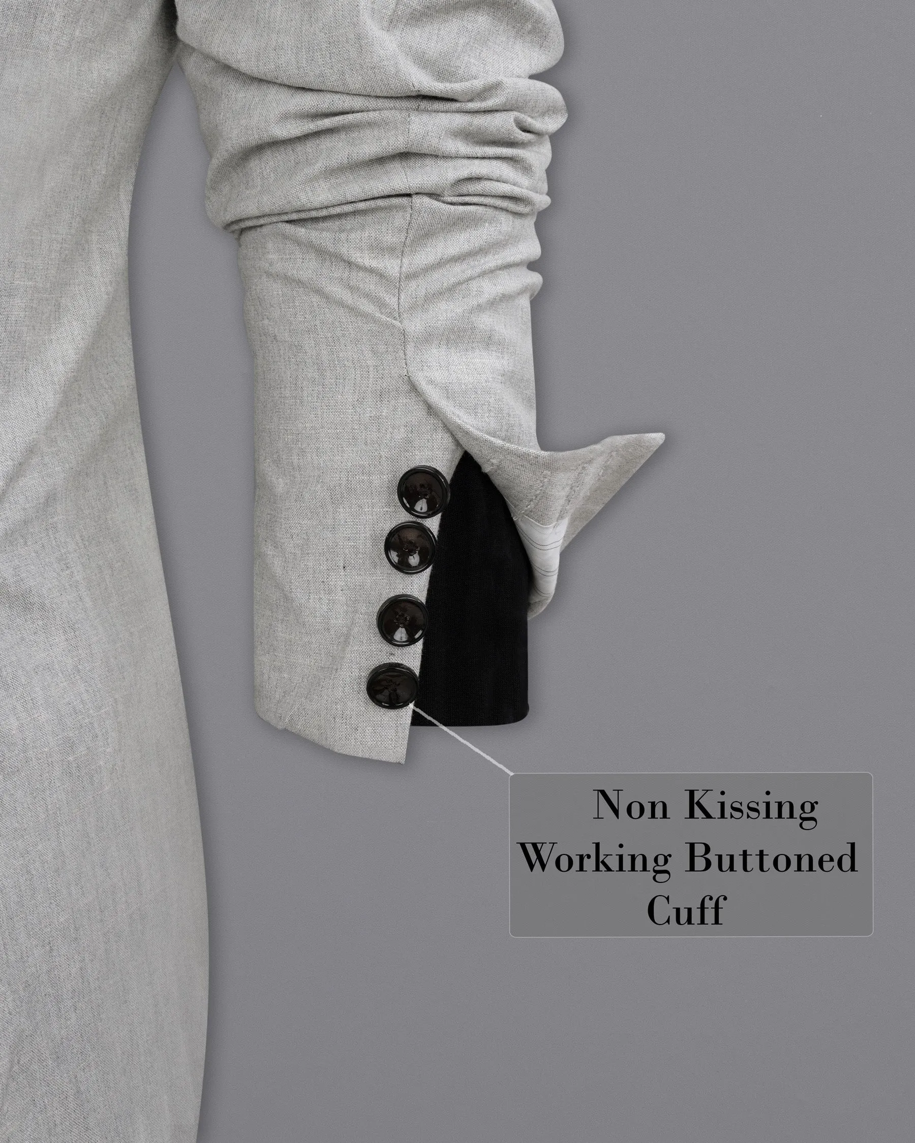Pumice Grey Double-Breasted Wool Rich Blazer